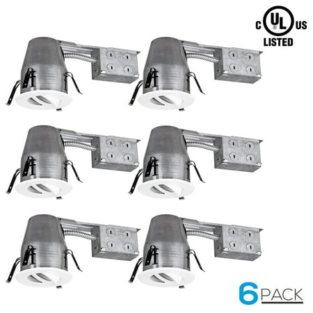 Voltage Remodel Recessed - TORCHSTAR 6 Pack 4-inch Remodel Recessed Can + Gimbal Trim Kit, Swivel White, Decorative Recessed Retrofit Kit
