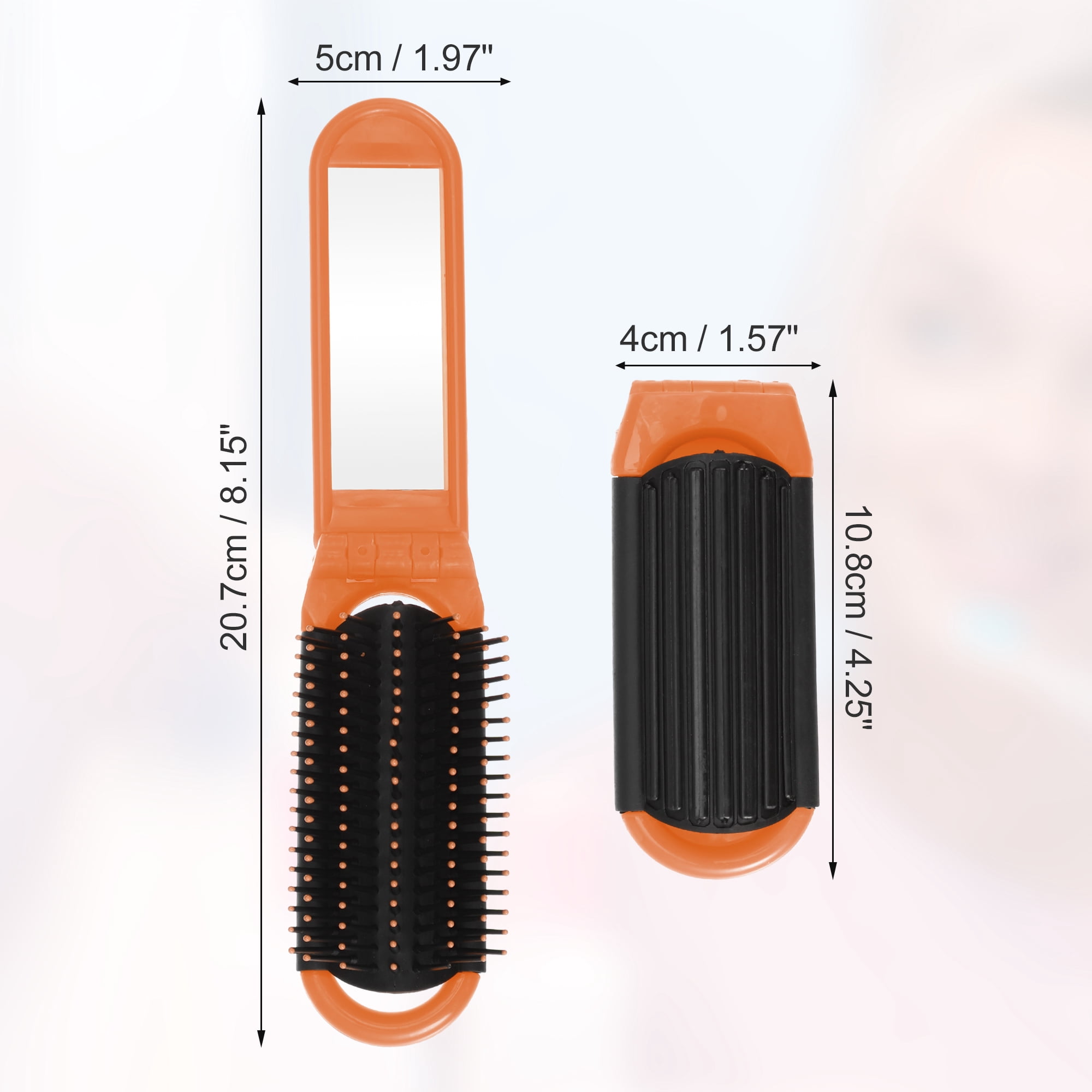 Unique Bargains 1Pc Portable Foldable Mirror Comb Orange
