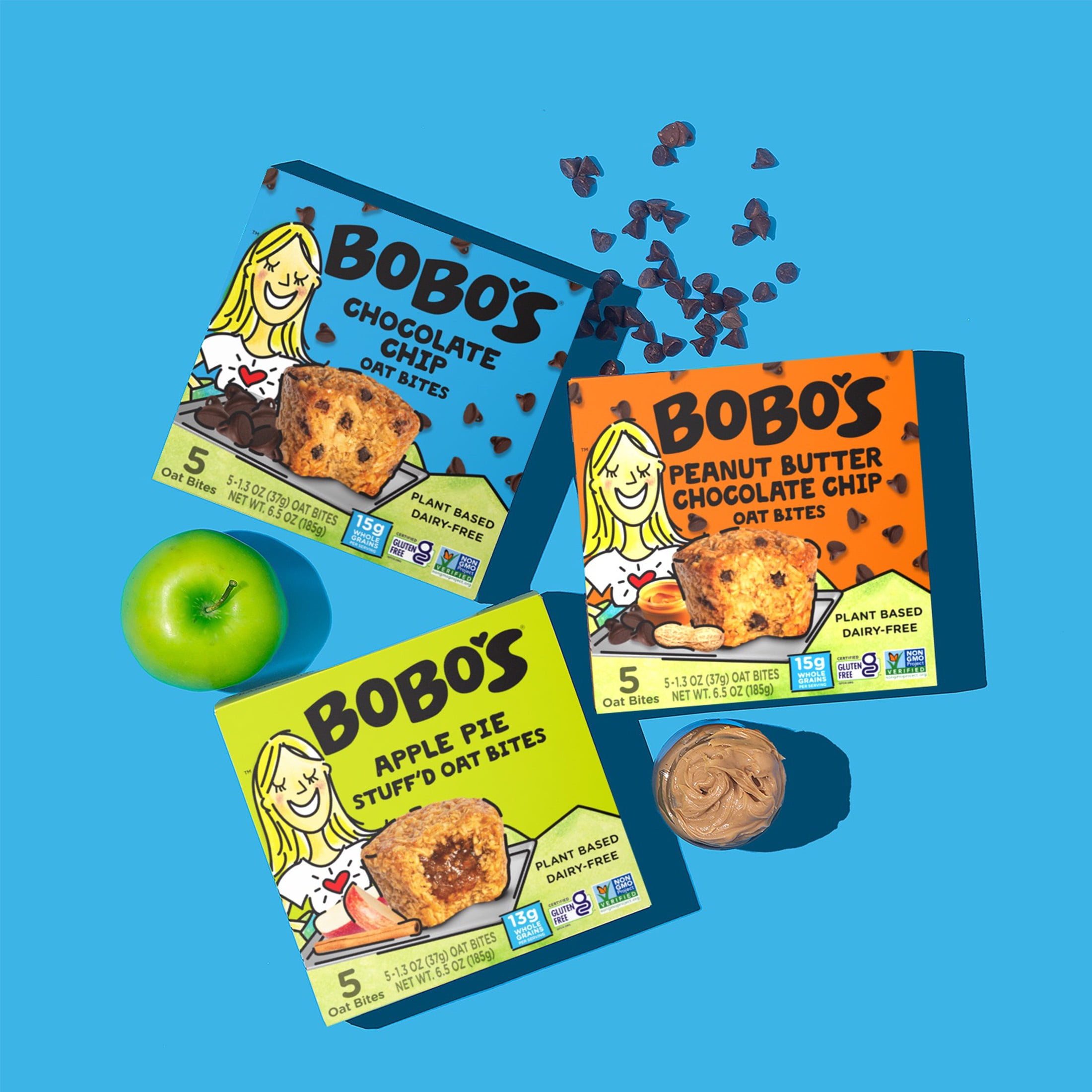 (2 pack) Bobo's Oat Bites, Peanut Butter Chocolate Chip, 5 Pack of 1.3 oz bars