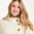 thumbnail image 6 of Aran Woollen Mills Women’s Aran 3 Button Wool Sweater – Natural, Small, 6 of 7