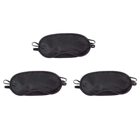 3X Sleep Mask Eye Mask Blindfold Travel Black Nylon 18.5x9cm Fashion