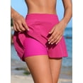 thumbnail image 3 of Anwell Swim Shorts for Womens Pleated Side Swim Bottoms High Waisted Bikini Tanikini Bath Suit Shorts, 3 of 7
