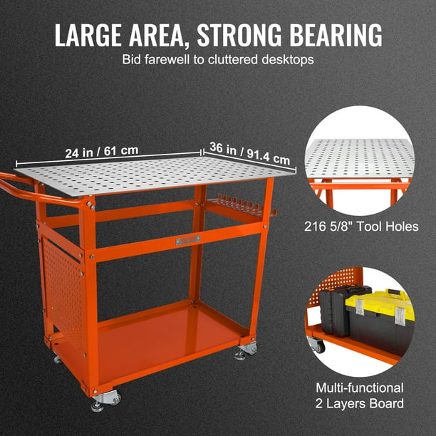 VEVOR Welding Table 36'' x 24'', 600lbs Load Capacity Steel