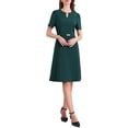 thumbnail image 1 of INSPIRE CHIC Vestido de cóctel A-Line para mujer con choker, escote en V, mangas cortas, ceñido a la cintura, elegante y con vuelo, 2XL, azul verde, 1 of 5