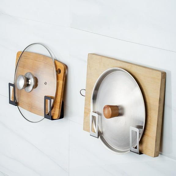 DECORNIJIA 4 Pcs in 2 Pair Kitchen Pot Lid Mount Pot Lid Holder for Kitchen Use