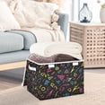 thumbnail image 3 of Yayeee Collapsible Cube Storage Bin with Lid Fabric Closet Decorative Basket with Handles, Black Neon Lightning, 3 of 7