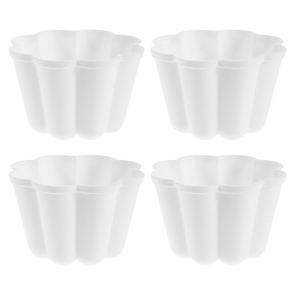 LOLIPPYY 4Pcs White Pudding Cup Molds Non Stick Plastic for Cake Decoration and Baking