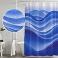 thumbnail image 5 of Blue Striped Shower Curtain, Waterproof Shower Curtains for Bathroom, Modern Abstract Art Wave Moire Gradient Washable Fabric Bathtub Curtain Set Bath Decor with 12 Hooks Standard 72"x72", 5 of 8