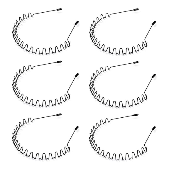 6 Pack Unisex Metal Hair Band, Non-Slip Spring Wave Headband for Men & Women, Lightweight Sports Hair Hoop, Fashion Headwear Accessory for Workout, Daily Wear