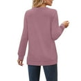 thumbnail image 4 of AOOCHASLIY Women Fall Tops Women's Printed Solid Round Neck Long Sleeved Tops, 4 of 4