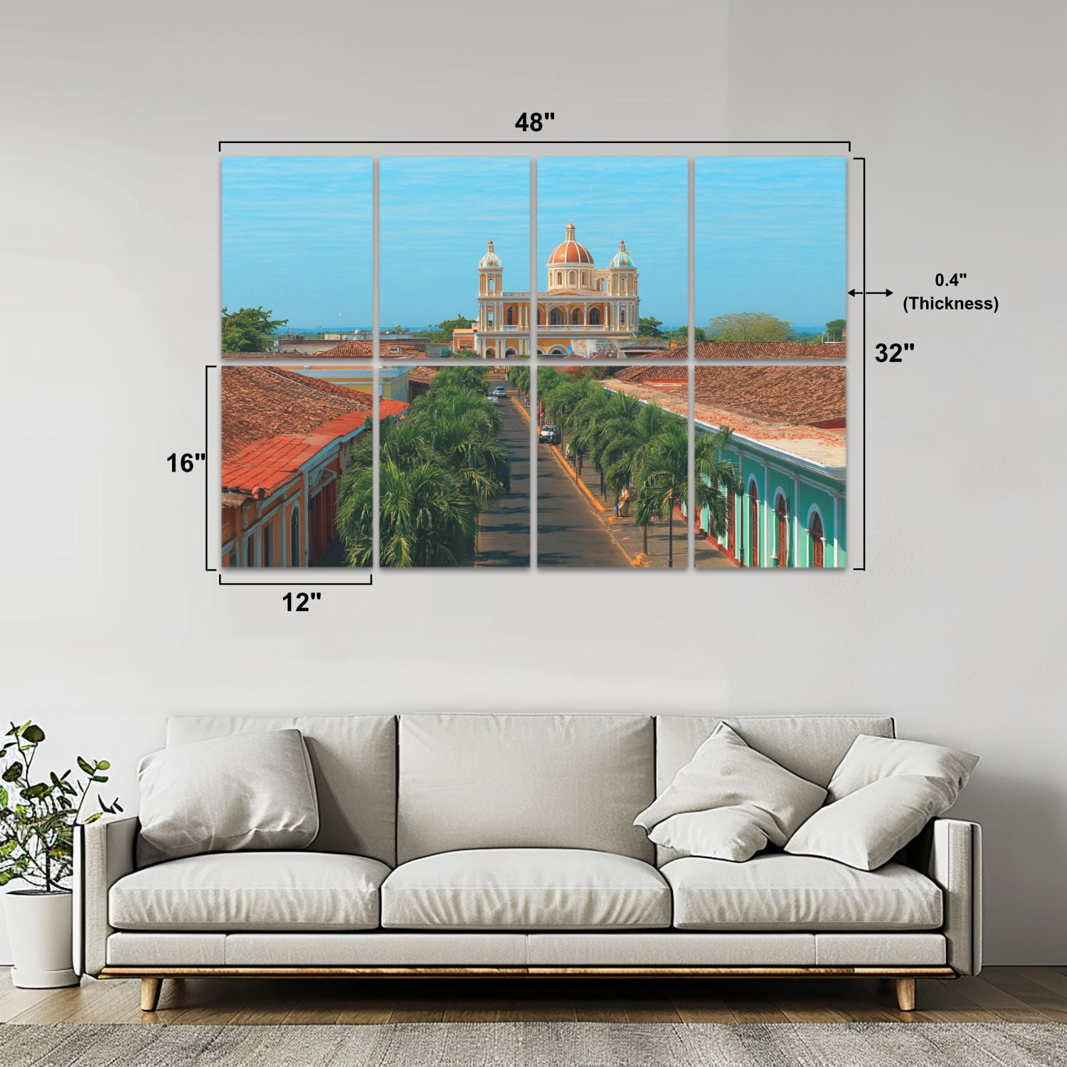 8 Pack Art Acoustic Panels Sound Absorbing granada cityscape nicaragua old mediterranean towns Decorative Soundproof Wall Panels Self Adhesive for Nursery Game Room Bedroom 48"x32"