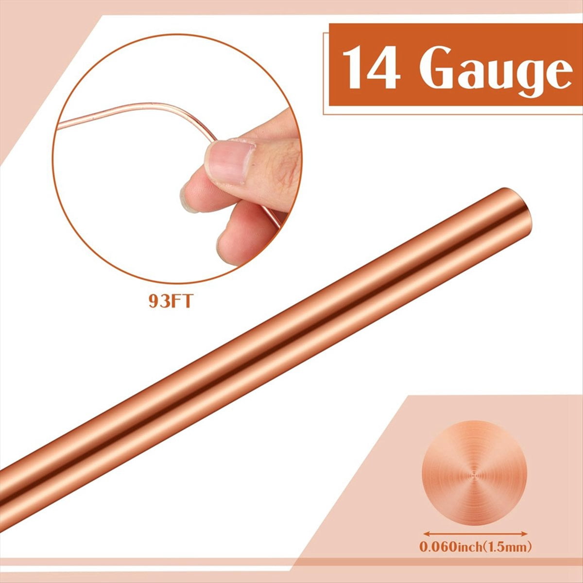 Soft Copper Wire for Electroculture Plants Bare Pure Copper Wire,1 Pound Spool,24 Gauge,0.020 Inch Dia,853.6 Inch Length