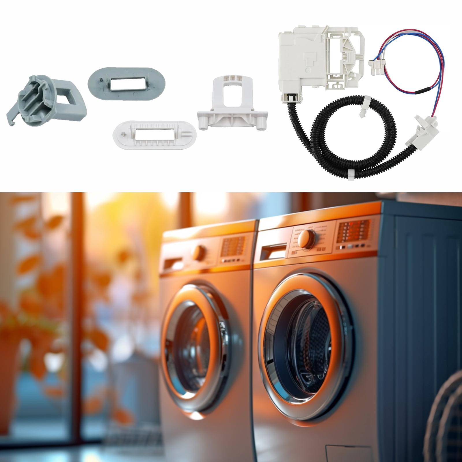 WH08X32697 Washer Lid Lock Switch, Plastic Washing Machine Cover Lock Assembly, Replace 44961452, 963152, AP7015047, AP7033485, EAP16619254, PD00070146, PD00067861, PS16619254, EG-380843M