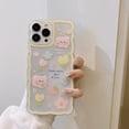 thumbnail image 3 of Case for iPhone 11, Cute Cartoon Flower Strawberry Bear Floral Pattern Curly Wave Frame Lace Design Phone Case Clear Slim Soft Shockproof Protective TPU Cover for Women Girls - Yellow, 3 of 18