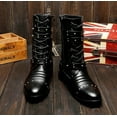 thumbnail image 5 of Santimon Men Boots Fashionable Motorcycle Boots Metallic Rivet Boots Smooth Black US 12.5, 5 of 7