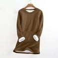 thumbnail image 3 of Scyoekwg Winter Warm Fleece Sweatshirts for Women Round Neck Womens Tops Long Sleeve Casual Fleece Lined Thick Thermal Pullover Loungewear (Brown,S), 3 of 6