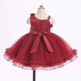 thumbnail image 6 of IDOPIP Infant Baby Flower Girl Dress Asymmetric Shoulder 3D Flowers Toddler Wedding Formal Birthday Party Pageant Tiered Tulle Gowns Tutu Dresses 9-12 Months Red, 6 of 8