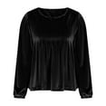 thumbnail image 6 of Mifsaly Womens Velvet Top Puff Long Sleeve Velour Blouse Pleated Business Elegant Shirt Fall Winter Trendy Dressy Casual T-Shirts with Elastic Cuffs L, 6 of 9