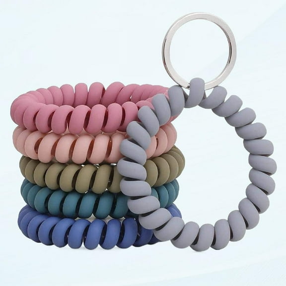 Set of 6 Flexible Stretchable Wristbands Wristband Keychain Plastic Coil Spring Wrist Coil Keychain Sauna Accessories Wristband Office Keychain Chain