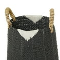 thumbnail image 5 of CosmoLiving by Cosmopolitan 21", 18"H Black Banana Leaf Handmade Triangle Details Storage Basket with Handles, 2-Pieces, 5 of 8