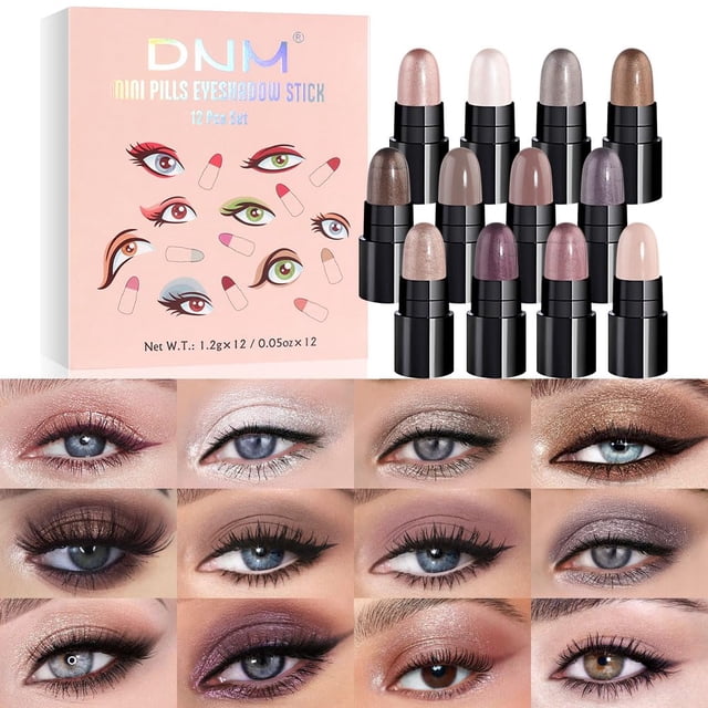 Juego de sombras de ojos tipo cápsula AMY'S DIARY, 12 colores, resistentes al agua
