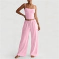 thumbnail image 2 of CHUMUD Two Piece Sets for Women Petite Wide Leg Pants Set Summer Outfits Sleeveless Spaghetti Strap Cami Top Trousers Lounge Matching Sets Casual Gym Workout Running, 2 of 9