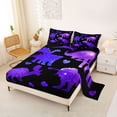 thumbnail image 2 of Feelyou Galaxy Dino Full Size Sheets for Girls, Starry Stars Print Bed Sheets, Black Violet, 4 Pieces, 2 of 5