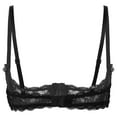 thumbnail image 6 of iiniim Woman's Lace Sheer Shelf Bra Lingerie Underwired Balconette 1/4 Cup Hollow Out Bralette A Black M, 6 of 7