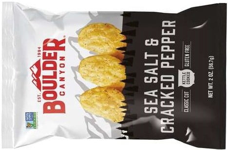 Boulder Canyon Kettle Style Potato Chips Variety Pack – 16 Pack (1.5 oz Bags) Sea Salt & Cracked Pepper, Malt Vinegar & Sea Salt, Hickory Barbecue, Jalapeño Cheddar – Gluten Free Snack Pack