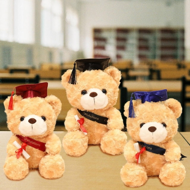 Osito de peluche Graduación 28cm | Muñeca de ositos Peluche con toga y birrete | Regalo de recuerdo conmemorativo del título de bachiller para los graduados | Peluche corto suave | 1 paquete | Niños