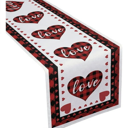 

New Valentine s Day Table Flag Love Plaid Cotton Printed Home Decoration Tablecloth