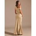 thumbnail image 2 of Gold Metallic One-Shoulder Asymmetric Mermaid Maxi Evening Gown, Elegant Formal Dress For Party Cocktail, 2 of 7