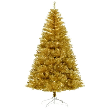 HOMCOM 6FT Artificial Christmas Tree Golden Xmas Tree for Holiday ...