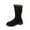 Black, variant on Women's Fashionable Casual Winter Fleece-Lined Warm Snow Boots Solid Color Round Toe Side Zipper Low Heel Mid-Calf Boots Gray Size 6