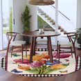 thumbnail image 3 of Round Area Rugs Collection 6 Ft, Spring Tulips Non-Slip Residential Carpet, Colorful Flowers Botanical Butterfly Vintage Indoor Crawling Mats Runner Rugs for Living Room/Dining Room/Bedroom, 3 of 8