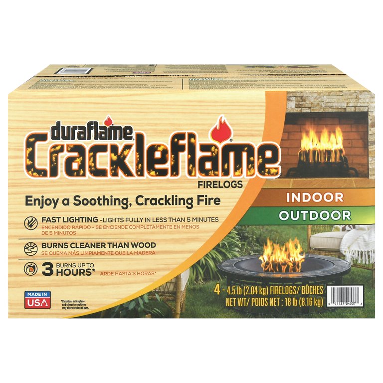 Duraflame Crackleflame 4.5lb Firelogs, 3 Hour Burn, 4-Pk Case - Walmart.com