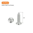 thumbnail image 3 of #6 x 1/2" Tornillo de seguridad Torx, paquete de 10, tornillos de cabeza de botón, tornillos autorroscantes, tornillos anti-robo de acero inoxidable 304, 3 of 6