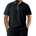 thumbnail image 2 of pstuiky camisetas de manga corta para hombre, Camiseta informal de verano para hombre, de color liso, con mangas cortas, cremallera y solapa ropa de hombre l, 2 of 7