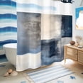 thumbnail image 4 of No Hook Shower Curtain with Built-in Rings - Abstract Navy Blue Gray Checkered Washable Waterproof Fabric Bathroom Curtains for Hotel,Rentals, 66 X 72 Inch Long , Modern Watercolor Art, 4 of 7