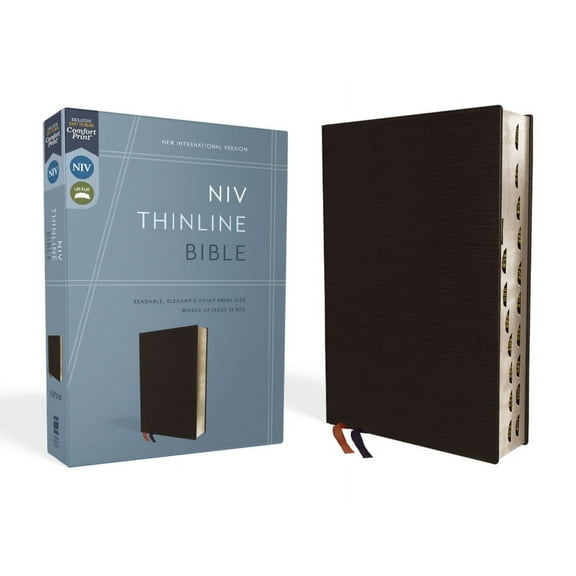NIV, Thinline Bible, Bonded Leather, Black, Indexed, Red Letter Edition, (Hardcover)