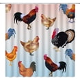 thumbnail image 1 of Rustic Modern Farmhouse Animal Chicken Shower Curtain, Watercolor Hen Rooster Living on Farm Decor Fabric Bathroom Set with Hook 70x70 Inches Chicken, 1 of 6