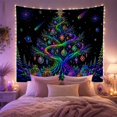 thumbnail image 2 of Stylized Tree Composed With Swirling Bands Luminescent Green, Mystical Fantasy for Space Lovers, Galaxy Room Decor, Christmas Gift, Tapestry Wall Hanging for Bedroom and Dorm, 2 of 7