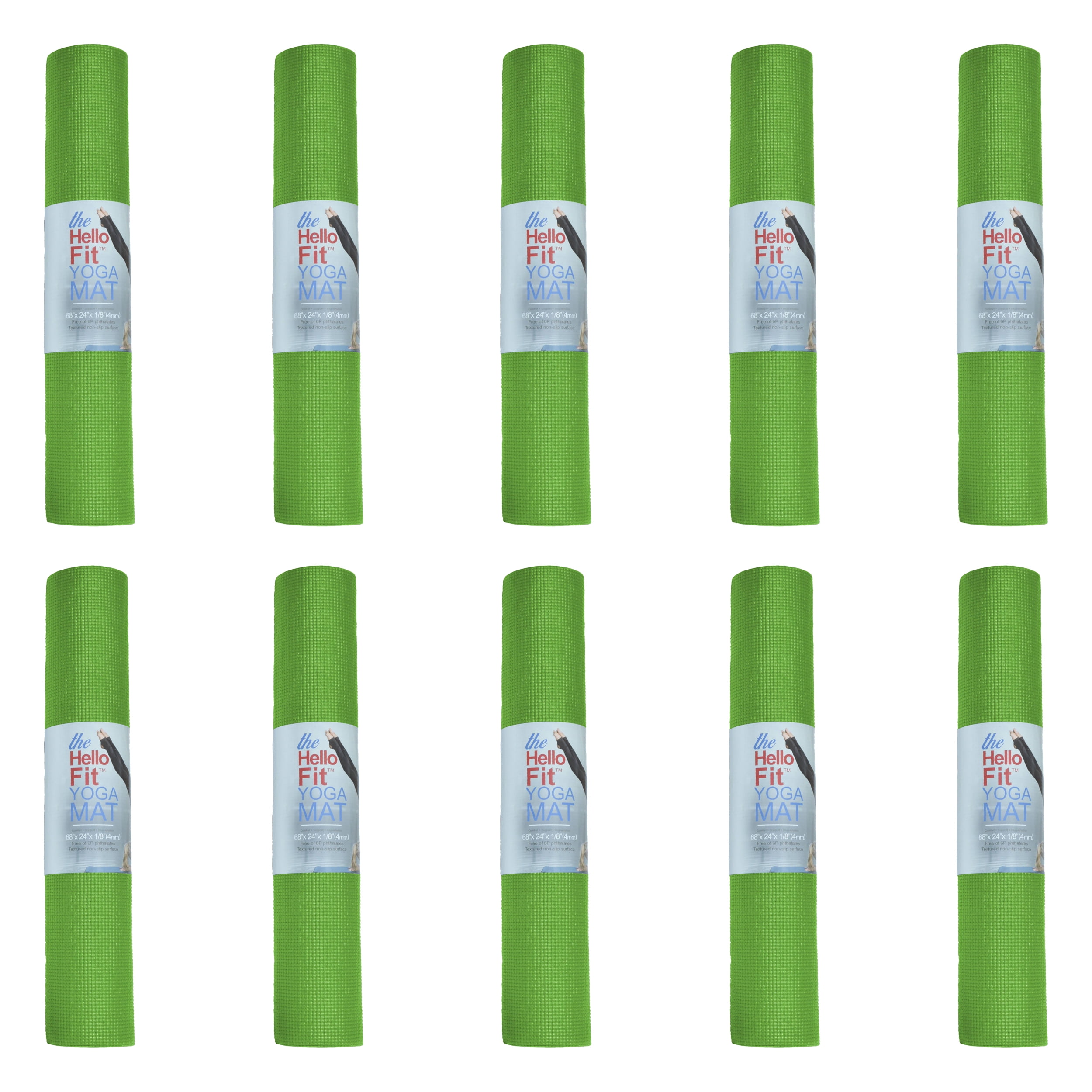 Moisture Resistant Non-Toxic Economical 10-Pack Hello Fit Durable Budget-Friendly Yoga Mats Non-Slip