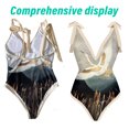 thumbnail image 3 of Traje de baño de una pieza de estilo chino antiguo dorado para mujer, traje de baño delgado de aguas termales junto al mar con falda cruzada, 3 of 6