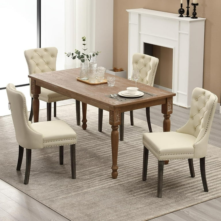 KCC Faux Leather Set of Dining Chairs, Upholstered Tufted Design