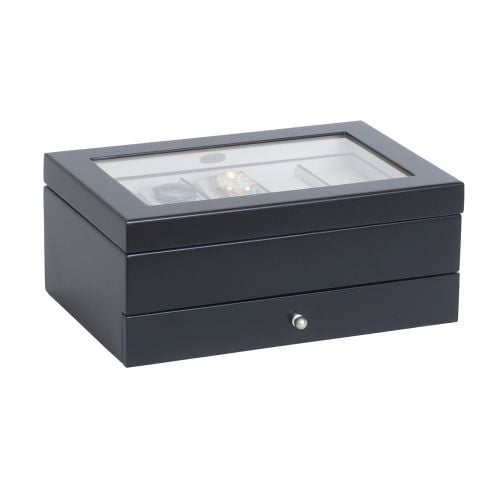 Mele and Co Grant Glass Top Wooden Watch Box in Java Finish