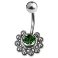 thumbnail image 3 of Belly Navel Ring Surgical Steel Flower with CZ Design, 3 of 8