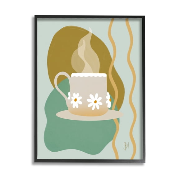 Stupell Industries Contemporary Coffee Cup Shapes Food & Beverage Painting Black Framed Art Print Wall Art