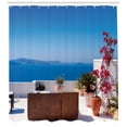 thumbnail image 3 of Ambesonne Seascape Shower Curtain, Santorini Aegean Sea, 69"Wx75"L, Pale Grey Sky Blue, 3 of 3