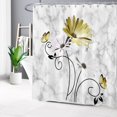 thumbnail image 6 of Yellow Vintage Floral Shower Curtain Rustic Daisy Flower with Butterfly on Grey and White Marble Textured Shower Curtain for Bathroom Abstract Aesthetic Bath Curtain with 12pcs Hooks,72x72 Inch, 6 of 6
